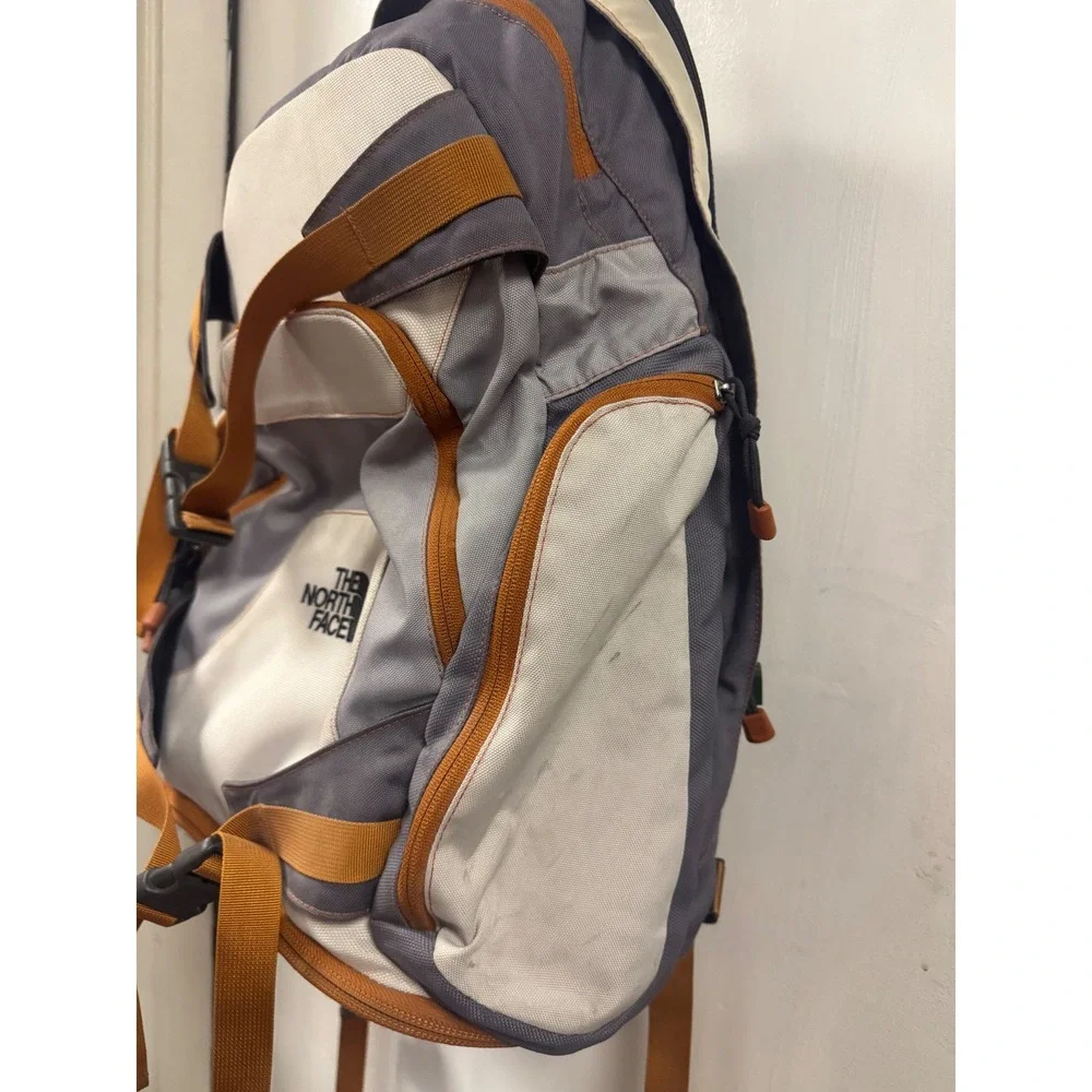 The North Face Backpack Grey Tan Orange‎ Outdoor Hiking Adventure Bag